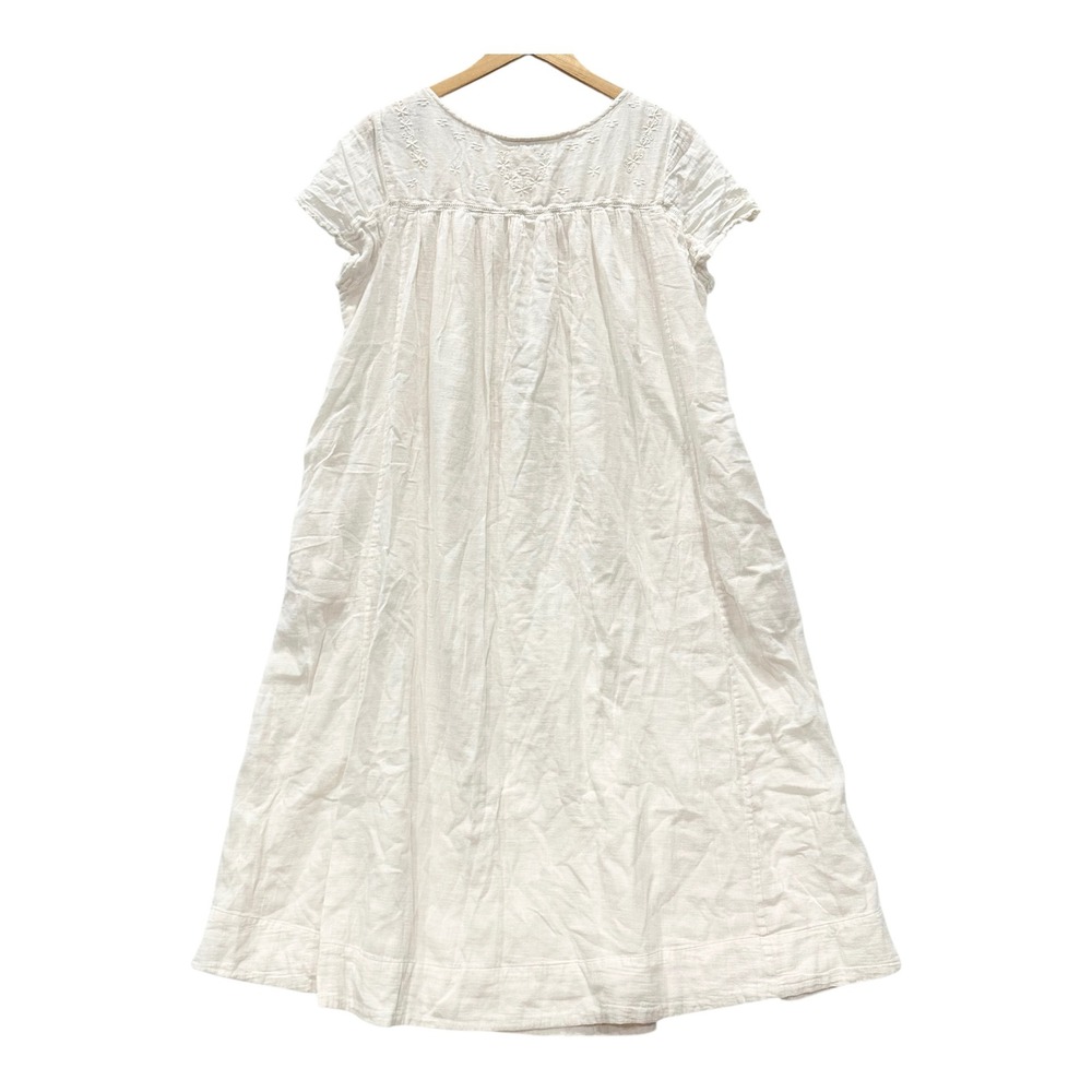 April Cornell Womens L White Cotton Embroidered Midi Dress Cottagecore Prairie - Picture 3 of 8